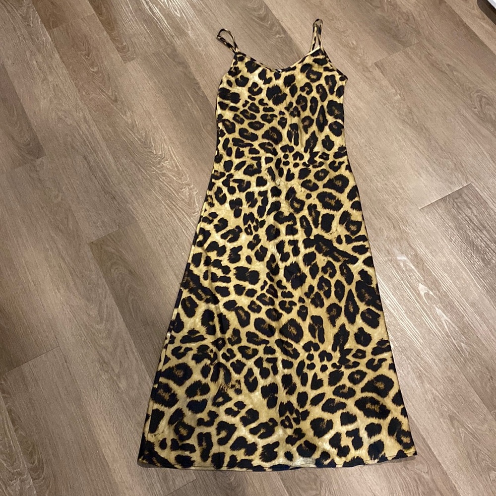 Cheetah silk midi dress